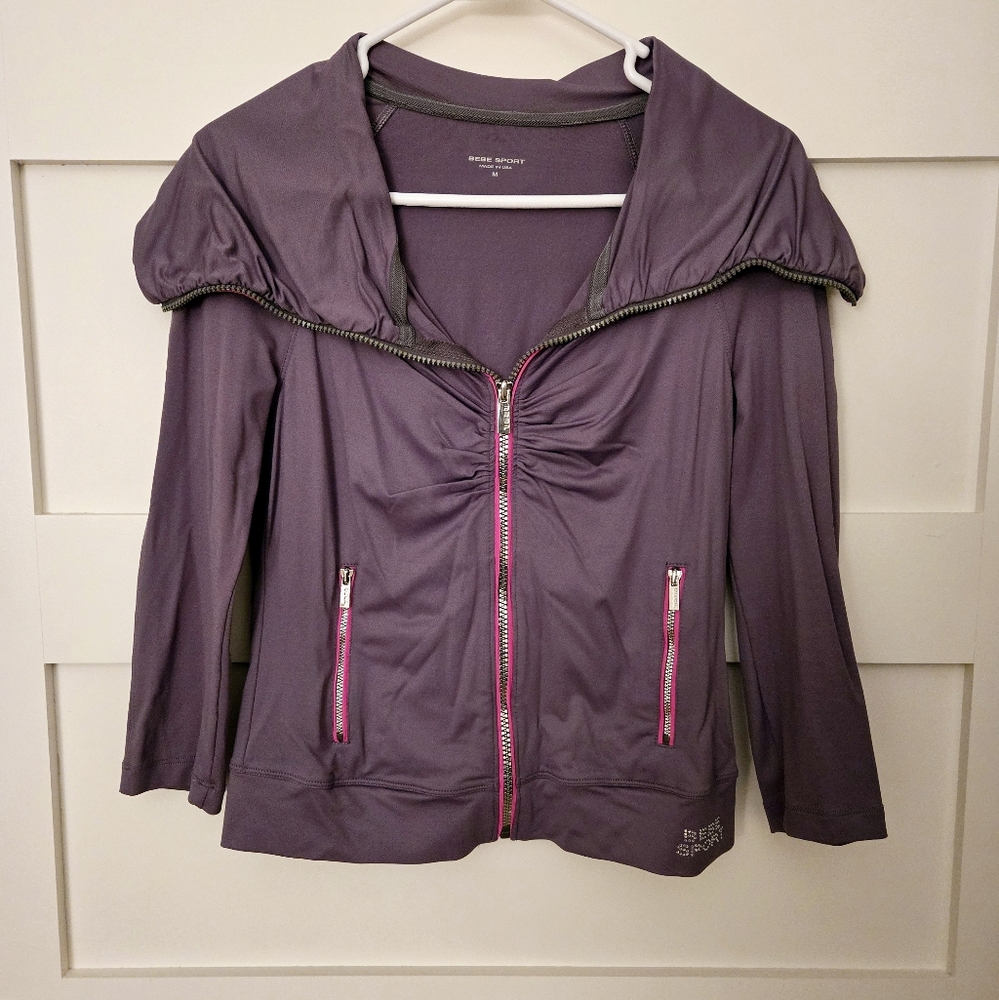 (NEW) Bebe Sport Sailor Collar Zip-up Hoodie